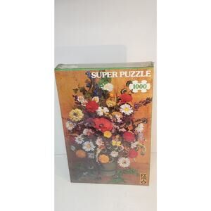 West German Vintage FX Schmid 1000 PC Super Puzzle 98210 Wildflowers 27x17 1/2
